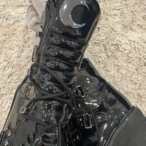 Glossy Black Women's Combat Boots